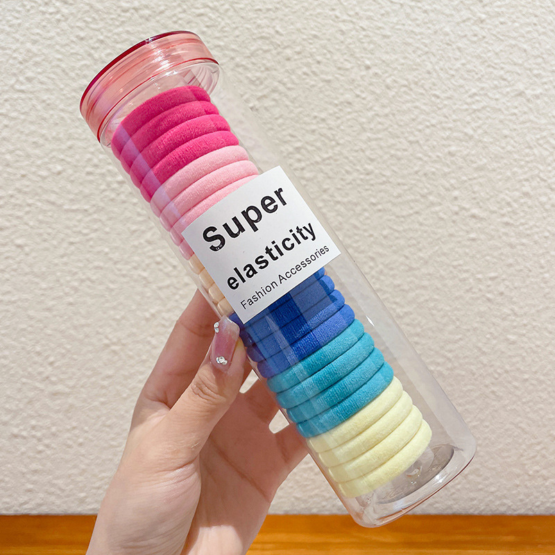 Cabeza de alta sensación de cuerda elástica alta correa de goma duradera de cola de caballo alta anillo de cabello temperamento cuerda de cabello enlatada al por mayor