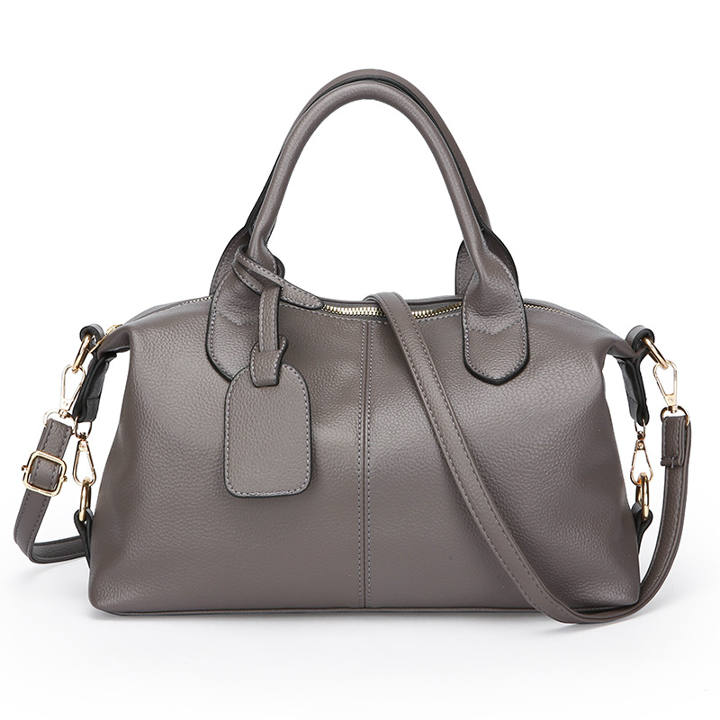 Women's Soft Leather Large Capacity Boston Bag Handheld Commuter Tote Handbag_voghion.com