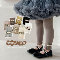 Girls' leggings spring and autumn thin body stockings with cute children's baby new lace nine-point girls' pants