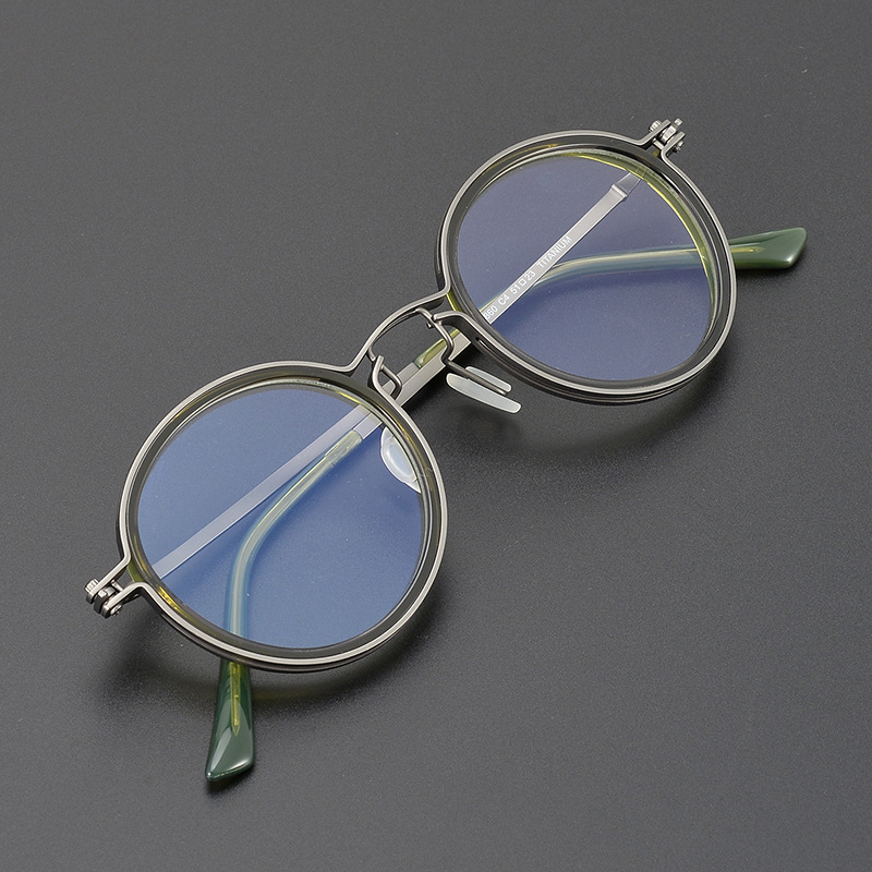 Versatile Minimalist The Same Style Of Pure Titanium Glasses Worn By Sun Honglei In "Black-Boss War" Is A Retro Business Round Frame Both Men_voghion.com