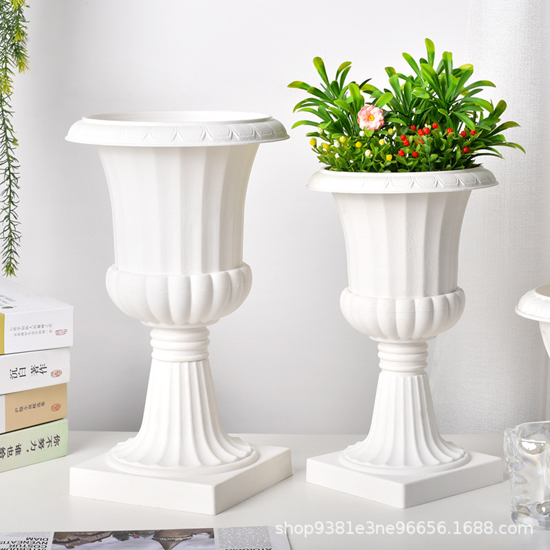 プラスチック植木鉢ヨーロッパローマ柱背の高い結婚式の装飾ポット大型屋外ガーデンバルコニーポトス水耕鉢植え|undefined
