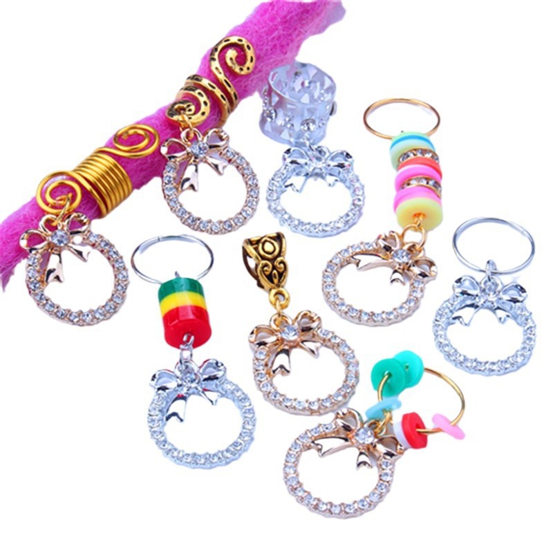 Perruque, accessoires pour dreadlocks, anneaux, pinces, ornements creux en alliage incrustés de diamants, pinces à cheveux, ressorts_voghion.com