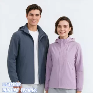 26秋新款情侣软壳弹力风衣男舒适透气通勤户外运动外套女定制logo