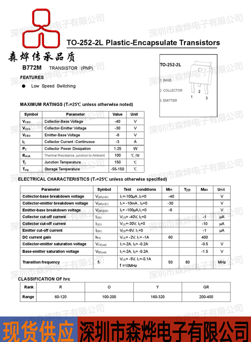 B772M    TO-252      原装  长电 长晶 CJ     元/盘/2500PCS