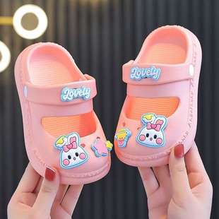Summer Eva Little Rabbit Stylish Princess Children's Indoor and Outdoor Soft Sole Closed-Toe Sandals Two-Way Princess Style