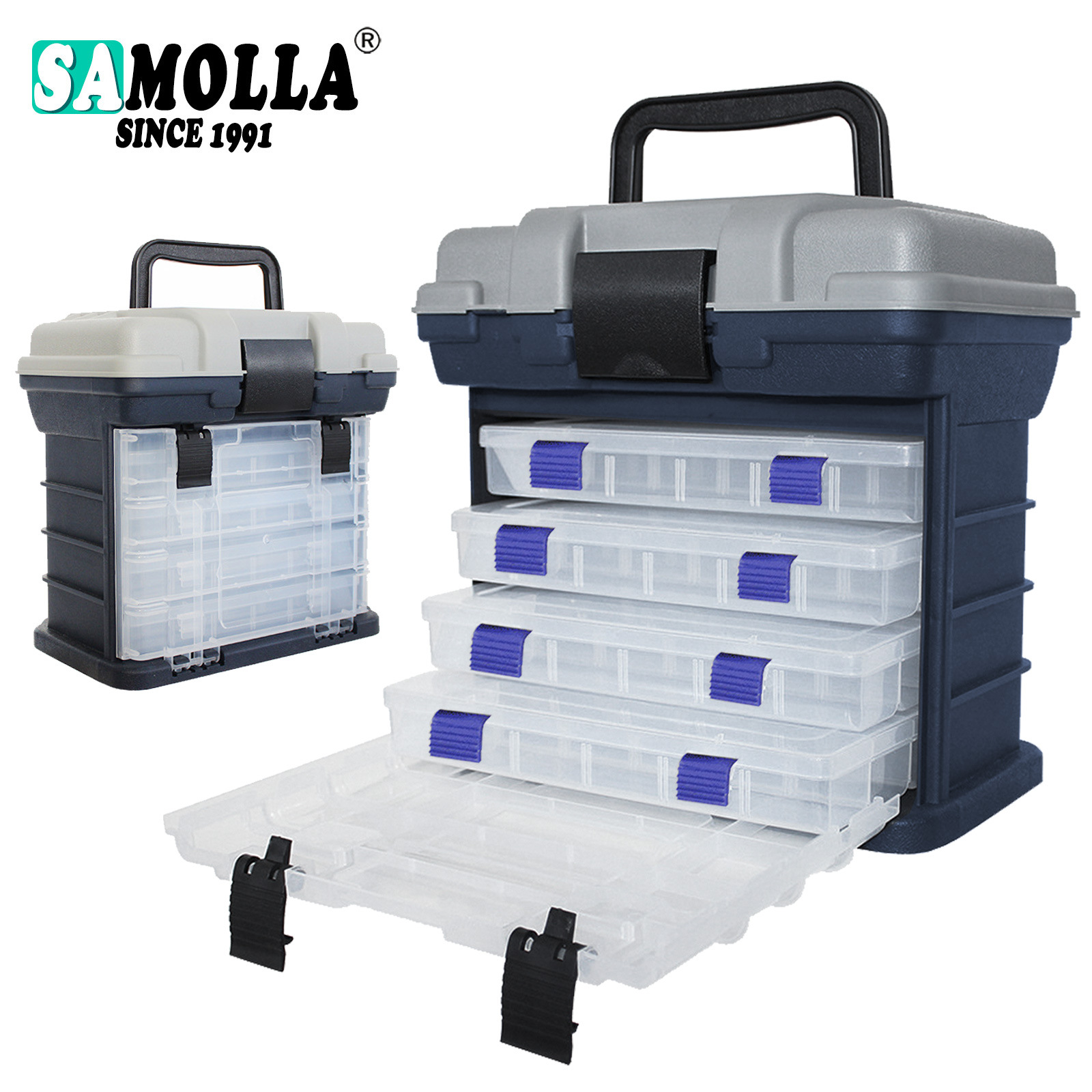 Caja de almacenamiento de pesca marina de Luya, cebo falso, cebo de pesca, línea de pesca, caja de pesca grande, caja de pesca de cuatro capas gruesas