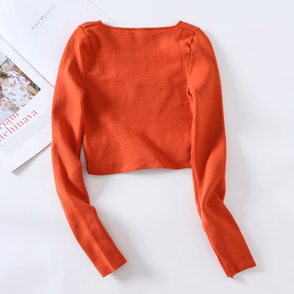 autumn women s  square collar short knitted sweater nihaostyles wholesale clothing NSAM82237