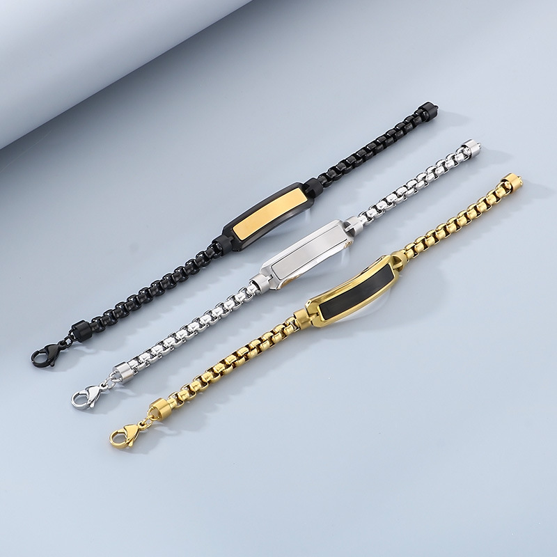 1 Piece Quantity Retro Classic Style Geometric 304 Stainless Steel Plating Men's Bracelets Men's Chain Bracelets