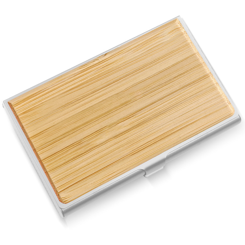 片面貼り無垢材超薄型アルミ合金名刺入れ木目金属名刺入れ赤木カード入れビジネスギフト