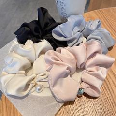 高级感纯色缎面仿珍珠大肠发圈2025新款女慵懒风扎低马尾绳发饰品