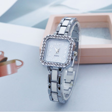 跨境热销女表简约方形仿陶瓷滴胶手链表百搭优雅镶钻石英女性腕表