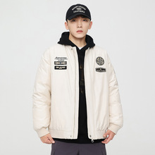 冬季棒球领三防羽绒服男宽松潮牌鸭绒保暖外套男士户外防水机车服