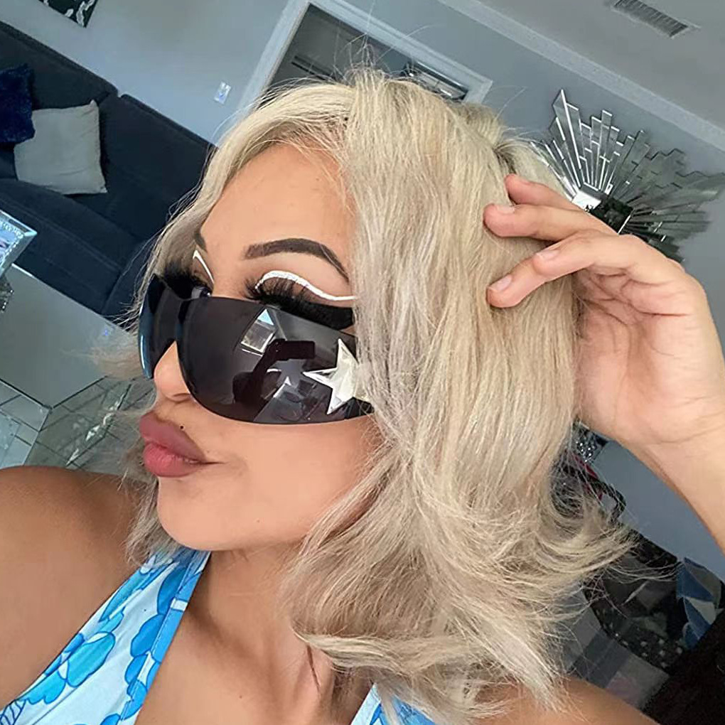85g Weight Frameless Glasses Structure Retro Star PC UV400 Protection Oval Frame Frameless Men's Sunglasses