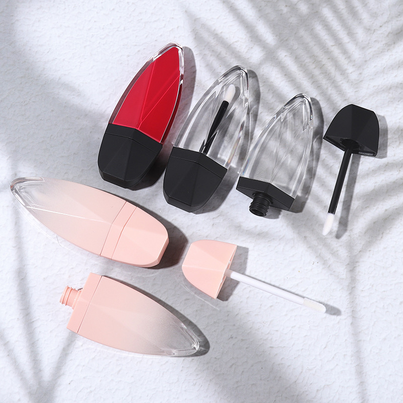 8ml渐变粉菱形叶子唇釉管唇彩管口红管空管印LOGO分装瓶彩妆包材