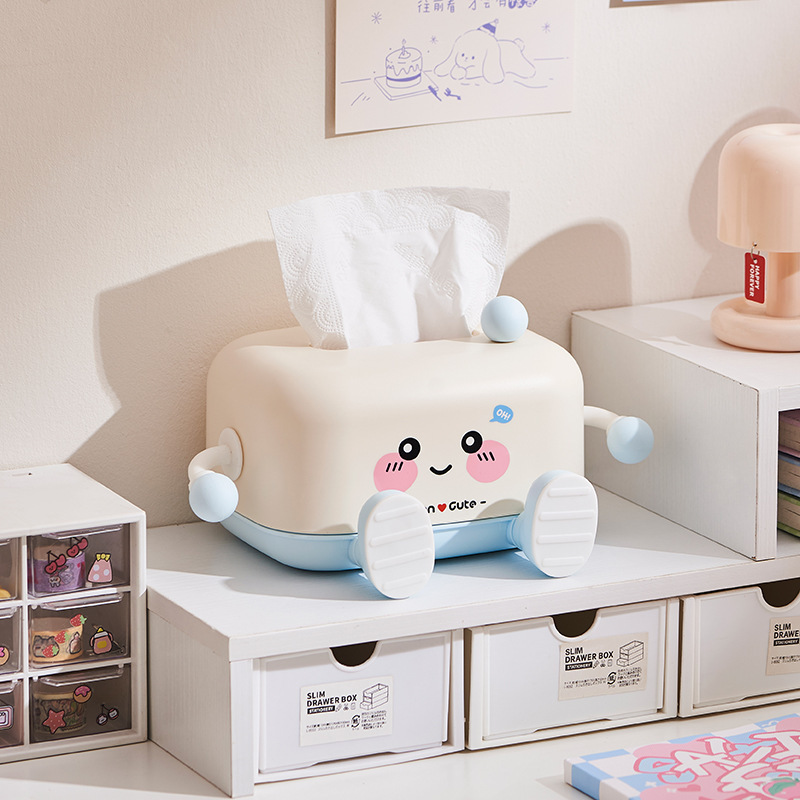 漫画かわいいティッシュボックスリビングルームナプキンボックス 3D 小さな足と手デスクトップコーヒーテーブル収納かわいいティッシュボックス|undefined