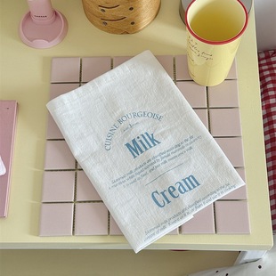 Ins Homemade Korean Style Blue Letters Pure Cotton Background Cloth Placemat Napkin Cover Cloth Food Posing Props
