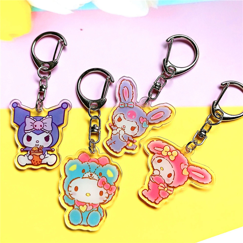 Sanrio Acrylic Keychain Cartoon Kuromi Cinnamoroll Couple Bag Pendant Modern Minimalist Style
