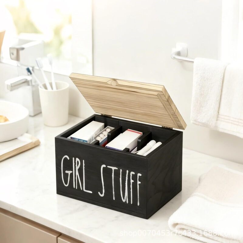 Wooden Bathroom Decorative Box, Household Toilet Paper Basket, Tissue Storage Box, Women's Period Sanitary Napkin Storage Box Wooden Bathroom Decorative Box, Household Toilet Paper Basket, Tissue Storage Box, Women's Period Sanitary Napkin Storage Box