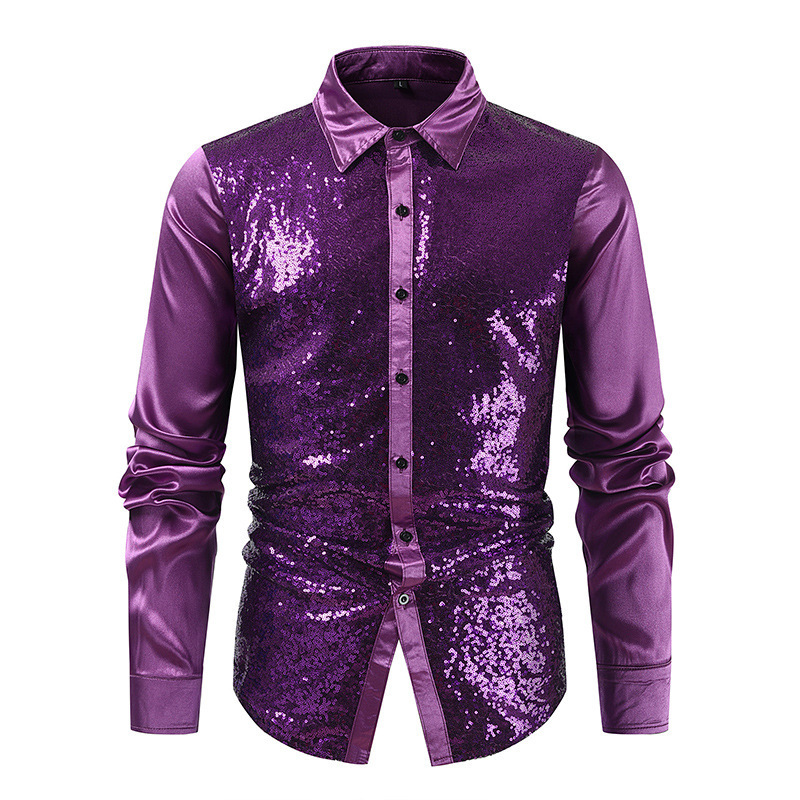 Cross-Border Autumn Style Foreign Trade Nightclub Multi-Color European Size Shirts, Foreign Trade Youth Cool Sequin Gold-Stamped Dance Shirt Cross-Border Autumn Style Foreign Trade Nightclub Multi-Color European Size Shirts, Foreign Trade Youth Cool Sequin Gold-Stamped Dance Shirt