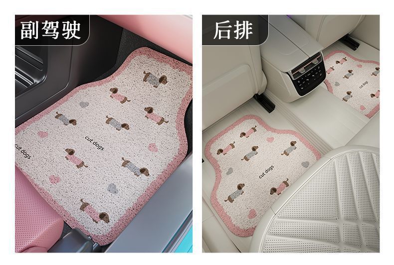Car Floor Mats, Anti-Dirt Universal Wire Loop Mats, Cartoon Cute Style, Single-Piece Anti-Slip Mat for the Driver's Seat, Mud and Dirt Scraping Mat