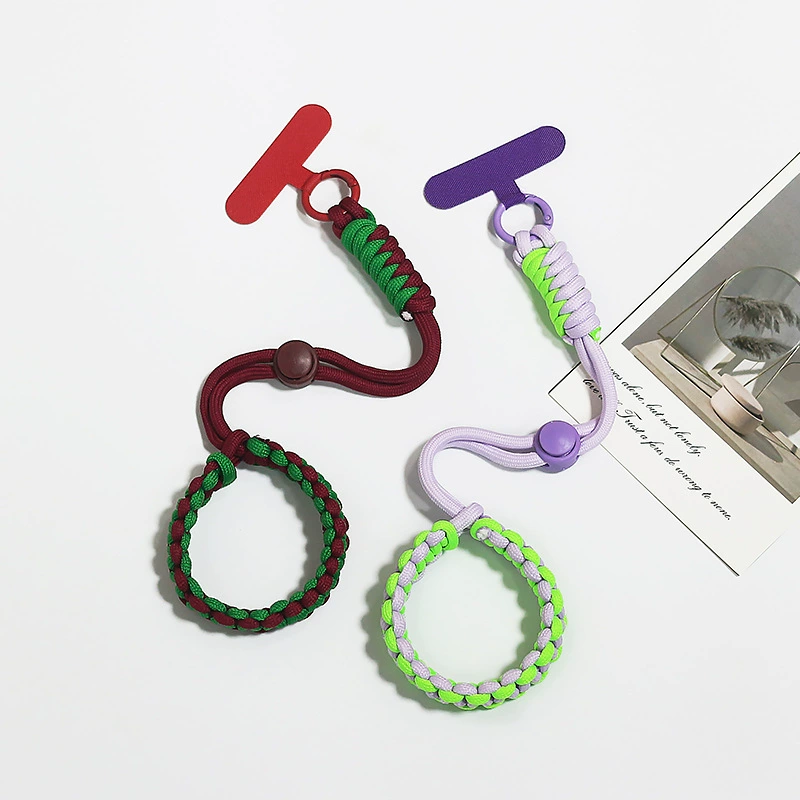 Новый мобильный телефон ремешок плетеный браслет модный дикий открытый спорт короткий шнур анти-вылет регулируемый двухцветный шнур