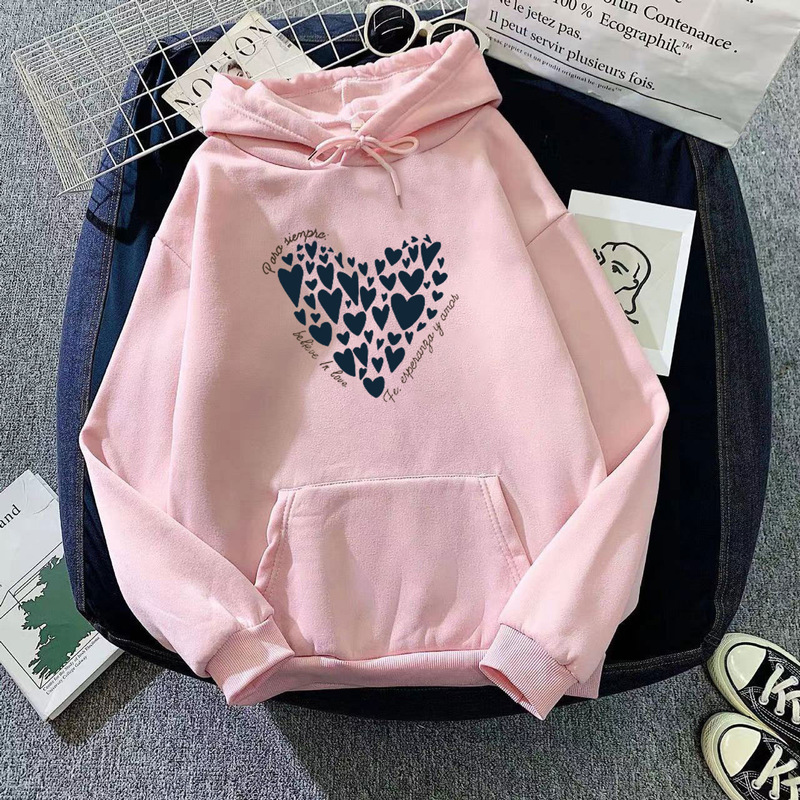 Cross-border fleece-lined hooded sweater women's spring and autumn 2024 new Hong Kong-style chic plus size top spring design sense Cross-border fleece-lined hooded sweater women's spring and autumn 2024 new Hong Kong-style chic plus size top spring design sense
