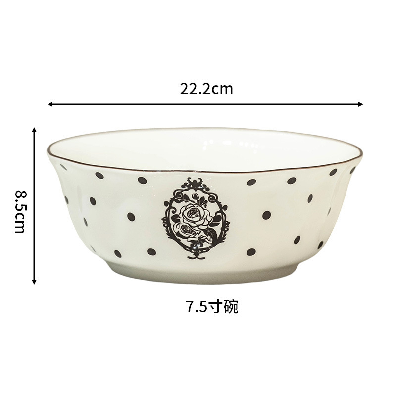 法式中古风餐具碗碟盘筷组合套装家用高颜值好看的吃饭碗汤面碗|undefined