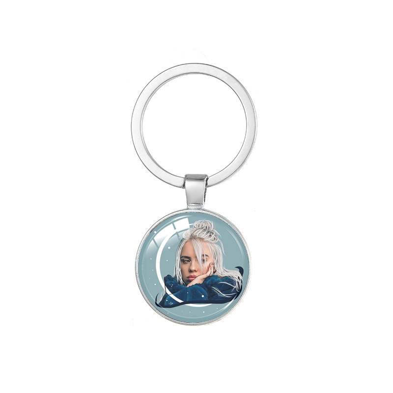 Singer Billie Eilish Star Street Shooting Alloy Time Gem Key Ring