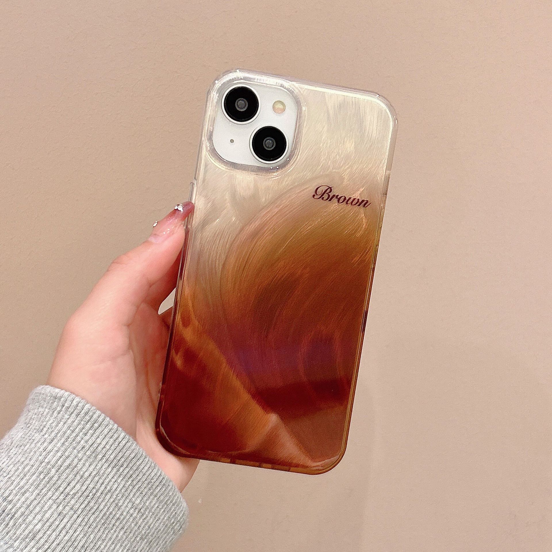 Hanfeng Feather Yarn Gradient iPhone14Pro Niche 13Pro  12Pro Phone Case 15Pro Max_voghion.com