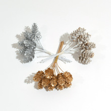 仿真塑料小松果礼品装饰纯手工圣诞节装饰花环材料圣诞树松枝松果
