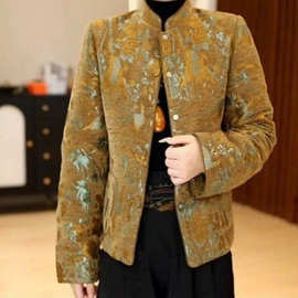 厚款棉服冬日金莲中老年穿新中式棉衣国风立领单排扣加厚棉袄女款