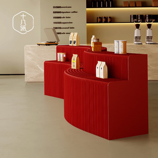 Eighteen Paper Long Bridge Exhibition Rack Red Storage Rack Exhibition Display Table Display Office Display Rack Shelf Folding Display Cabinet