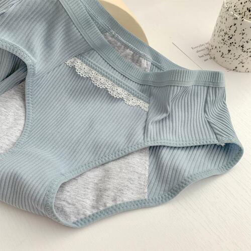 Pocket menstrual pants for women Japanese style fresh large size mid-waist threaded cotton seamless breathable girls cotton underwear for women