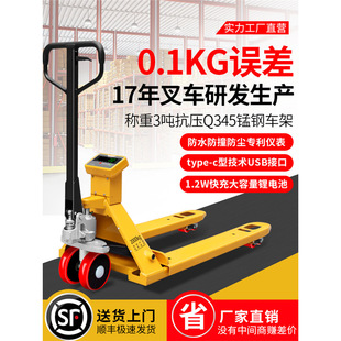 Electronic Forklift Scale with High Precision Graduation of 0.1kg, Weighing Truck with Printing, Manual Hydraulic Pallet Truck