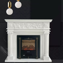 天然大理石欧式白米壁炉架欧式雕花装饰柜别墅客厅石材石雕