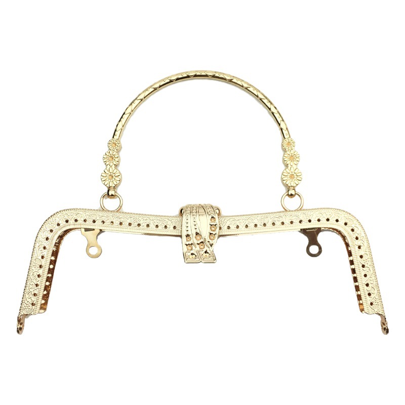 20cm cintura cóncava en relieve hojas grandes tres flores mano mano oro mano mano oro accesorios bolsa de material DIY