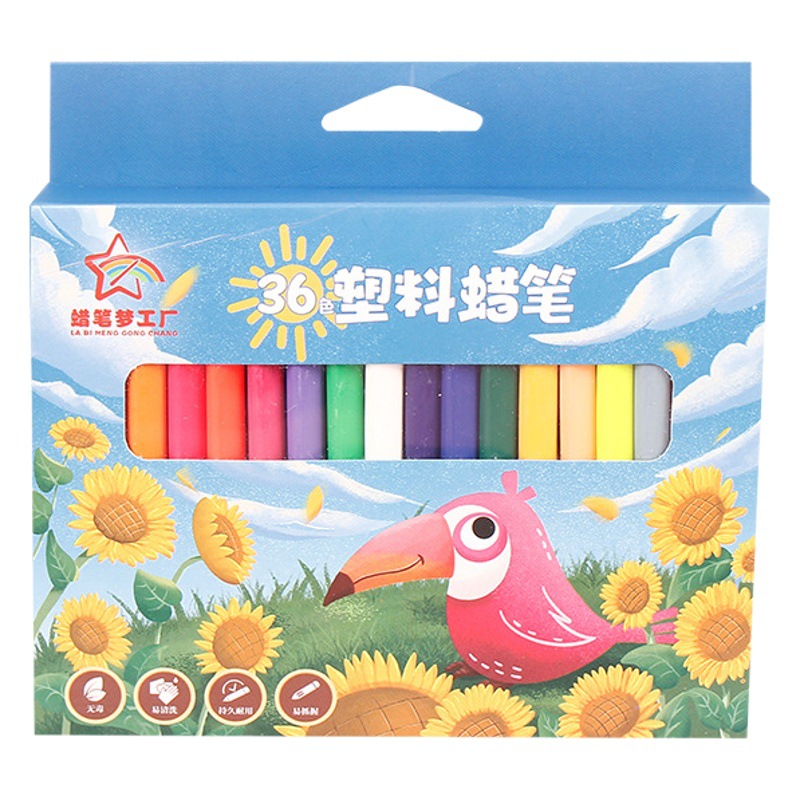 New children's triangle plastic crayons 6/12/18/24/36 color baby dirty hands color graffiti oil painting stick