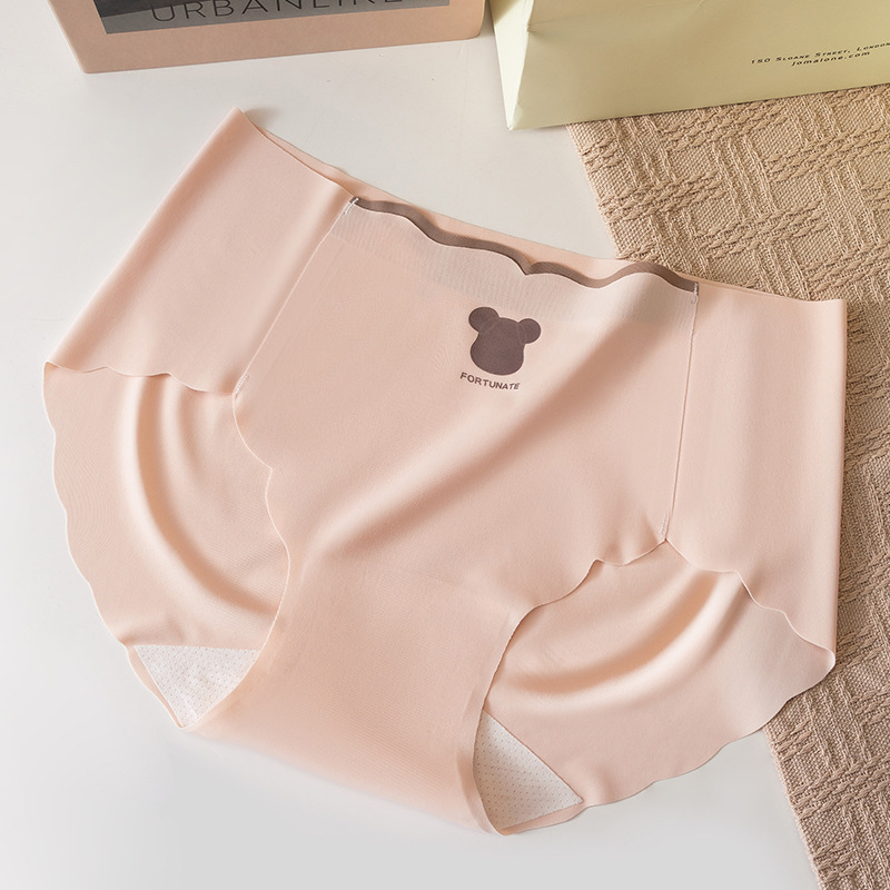 Primavera y verano nueva seda de hielo sin costuras oso yoga deportes seda de hielo algodón antibacteriano bragas de entrepierna larga