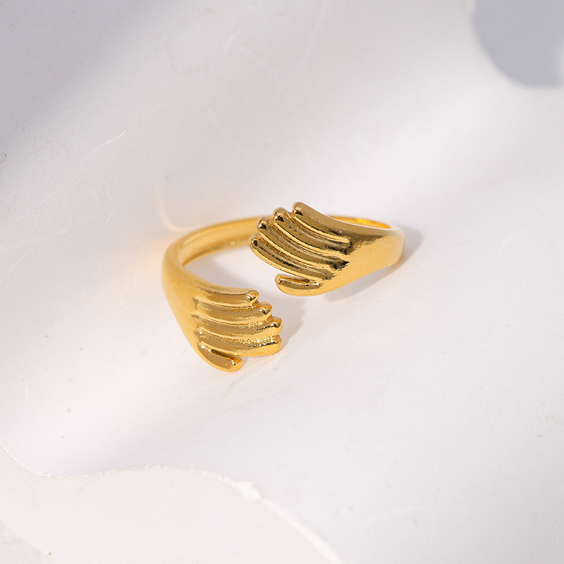 Fashion Hug Palm Stainless Steel Open Ring 1 Piece
