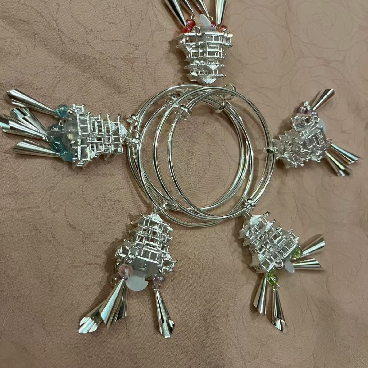 Ancient-Style Glowing Bracelet, Tengwang Pavilion, Ringing with Every Step, Heaven's Official Blesses with Three Thousand Lamps, Hanfu Palace Lantern Bracelet