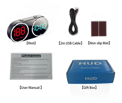 2025 New HUD Car Head-up Display KMH/MPH Special for Cross-border E-commerce (Vehicle HUD) - package-1-with-usb-cable-kmhmph-one-key-switch