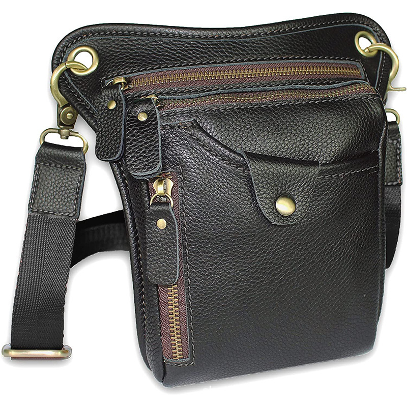 Multifunctional unisex waist bag lychee pattern designer leather practical messenger bag factory direct selling retro hot