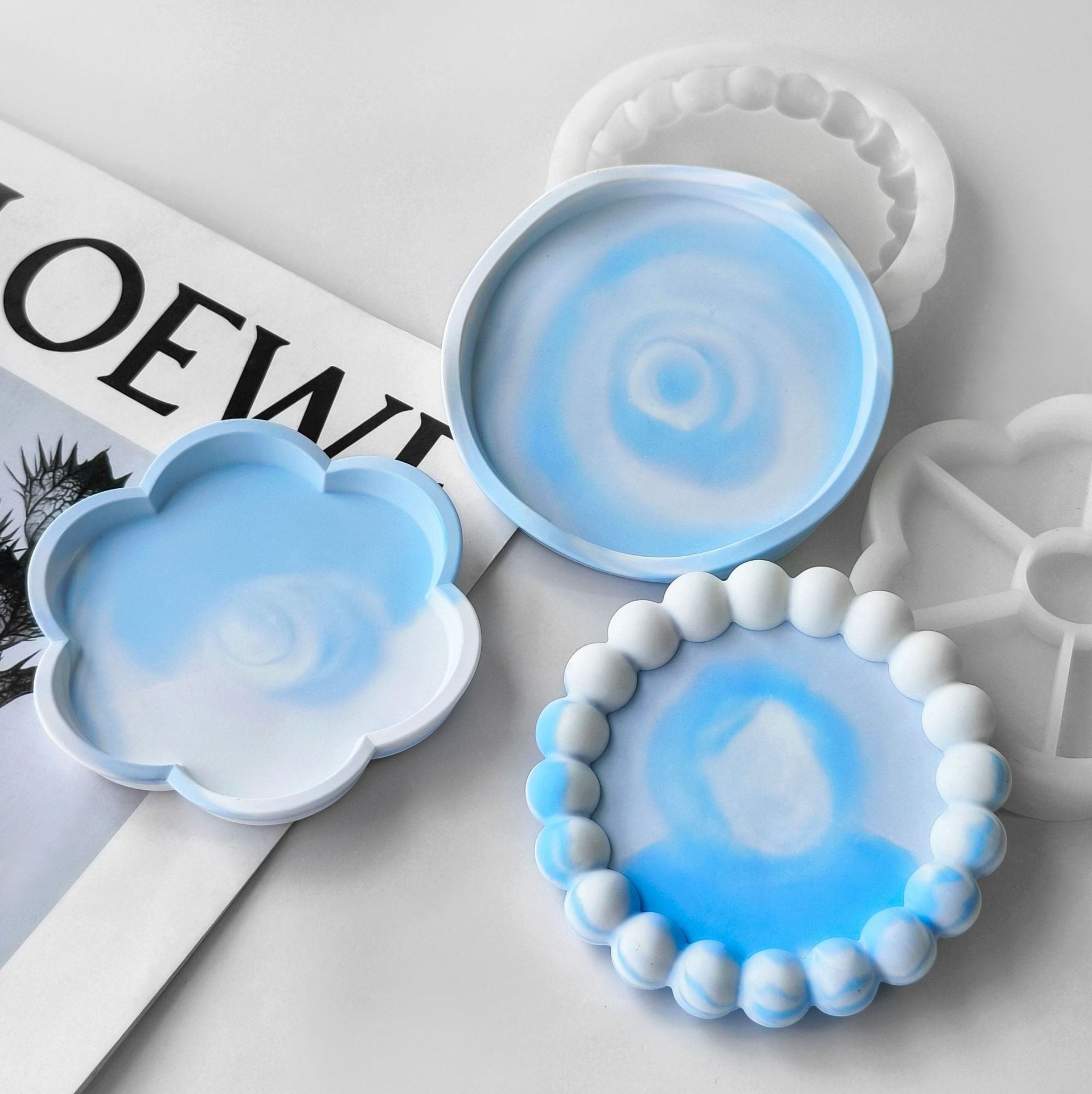 DIY burbuja bandeja de montaña molde silicona oval cristal resina epoxi yeso cemento Mesa almacenamiento