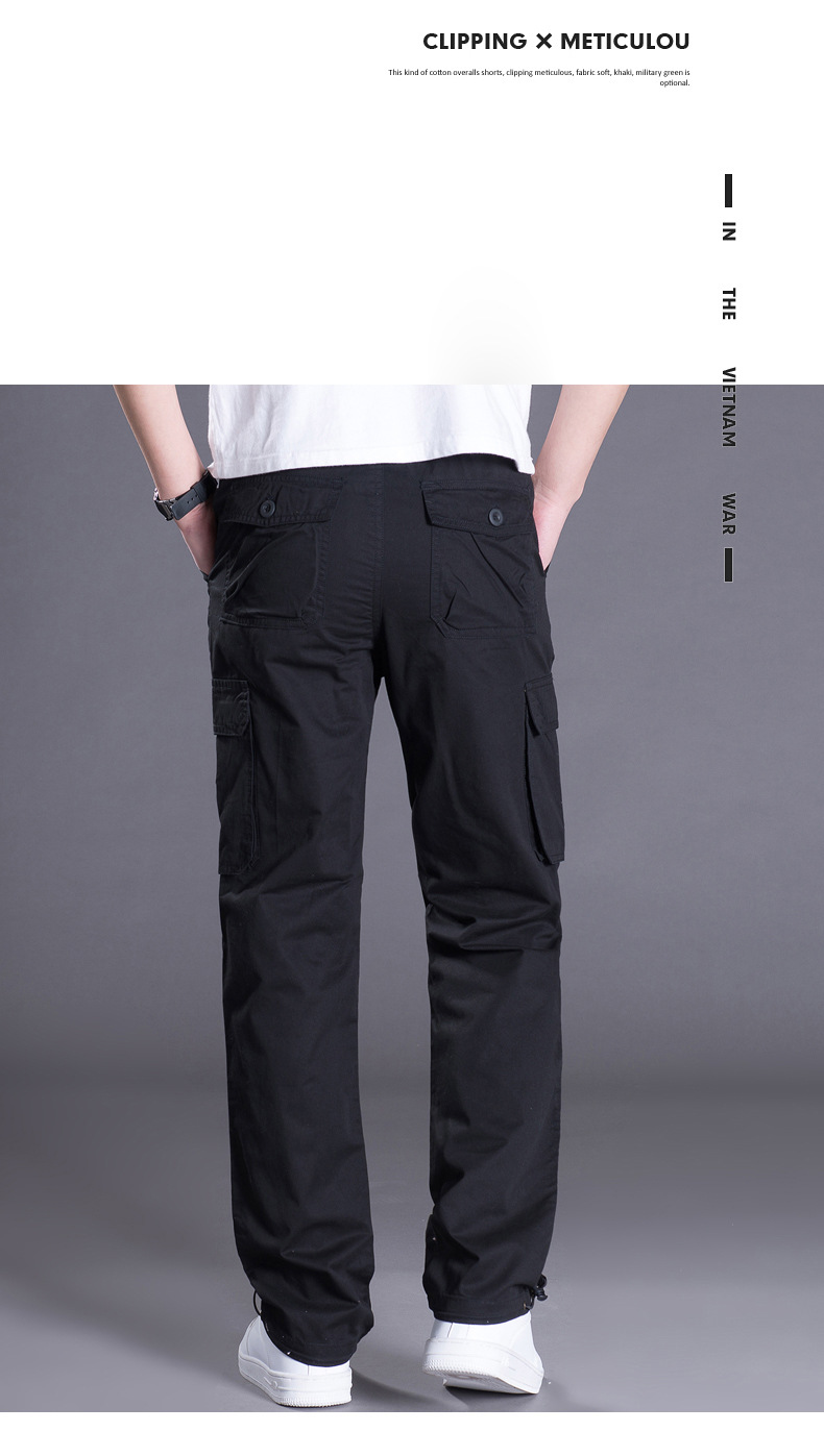 Manufacturer's Spring Multi Pocket Work Pants For Men, Loose Fit Plus Size, Pure Cotton Casual Pants, High-quality Trendy Men's Clothing_voghion.com
