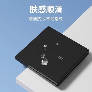 International Electrical Skin-Feel Black Switch Multi-Socket Panel 86 Type Concealed Dual-Control Two-Gang Household Socket USB Five-Hole