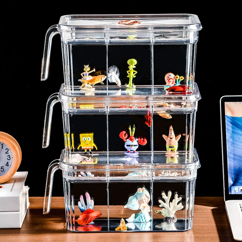 Пластиковый прозрачный настольный аквариум для микроландшафта, декор для гостиной, аквариум для бетты с крышкой, аквариум для золотых рыбок, ультра-белый аквариум для черепах