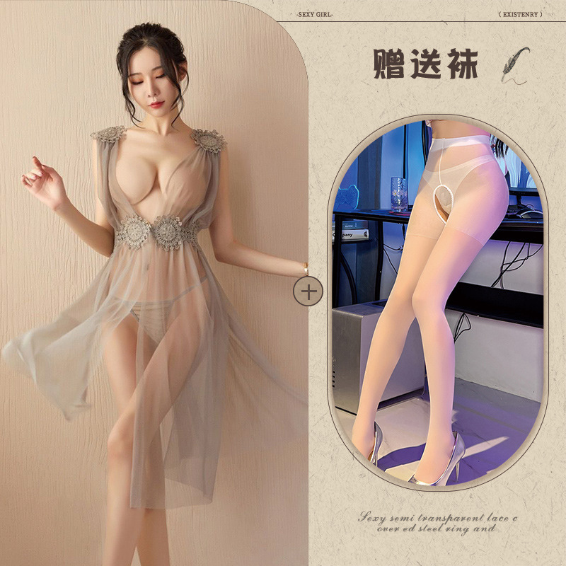 그레이 + 화이트 가랑이 없는 양말