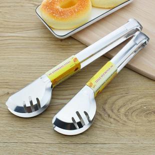 Stainless Steel Food Tongs Kitchen Bread Barbecue Meat and Vegetable Tongs Fried Steak Household Frying Anti-Scalding Tongs