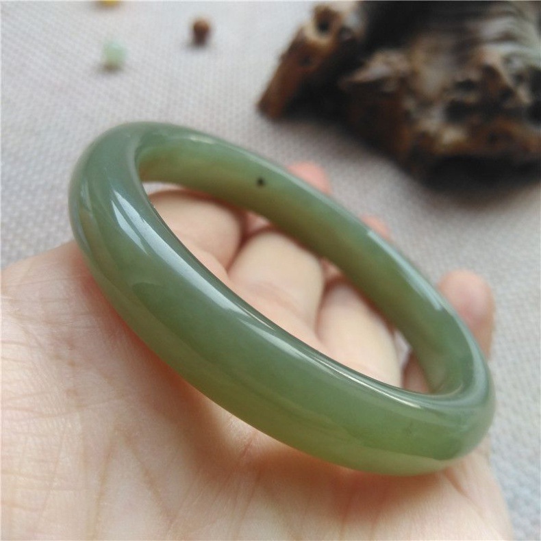 Vòng tay ngọc Hetian chất liệu Thanh Hải ngọc xanh trắng, phong cách cổ điển chi tiết 9