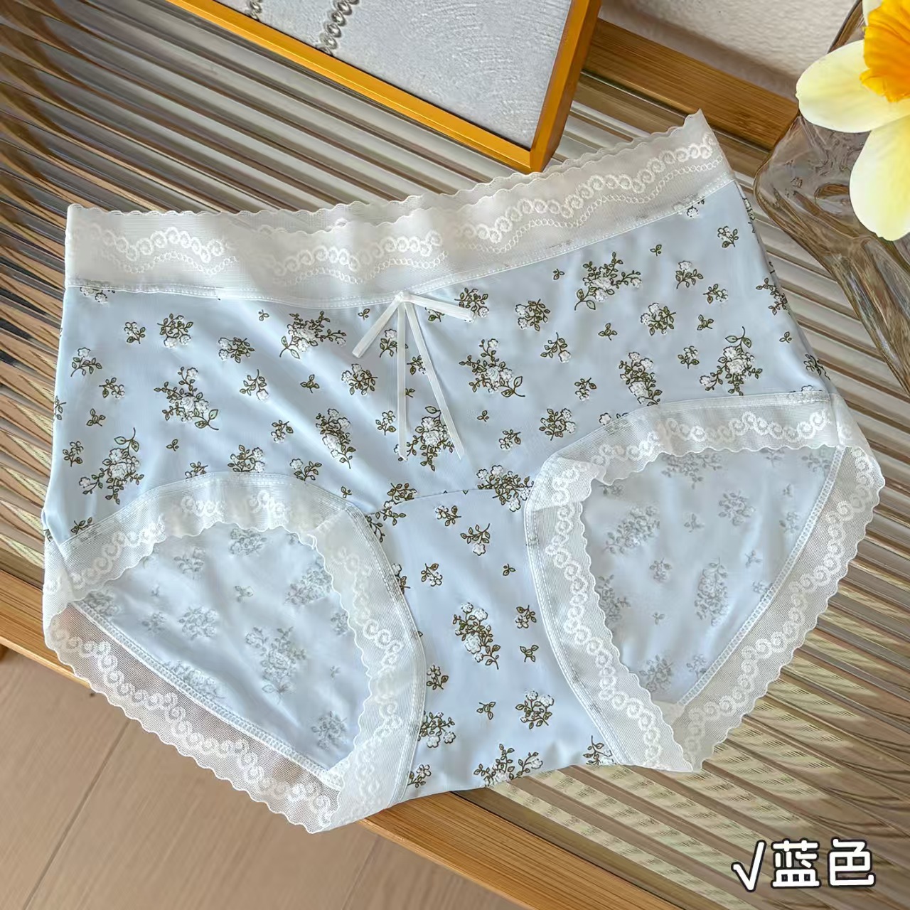 Filamento de hielo flor triturada atmósfera retro pantalones de cintura alta suave piel 10A antibacteriana alargar la entrepierna pantalones de niñas image 8